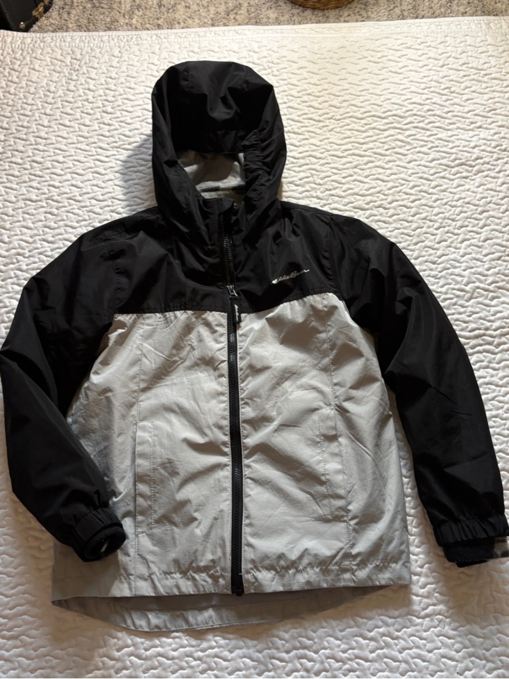 Eddie Bauer Kids 10/12 3-in-1 Black and Light Gray Hooded Jacket